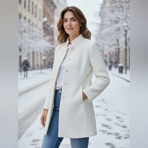 Le Chateau white wool trench coat xxs nwt